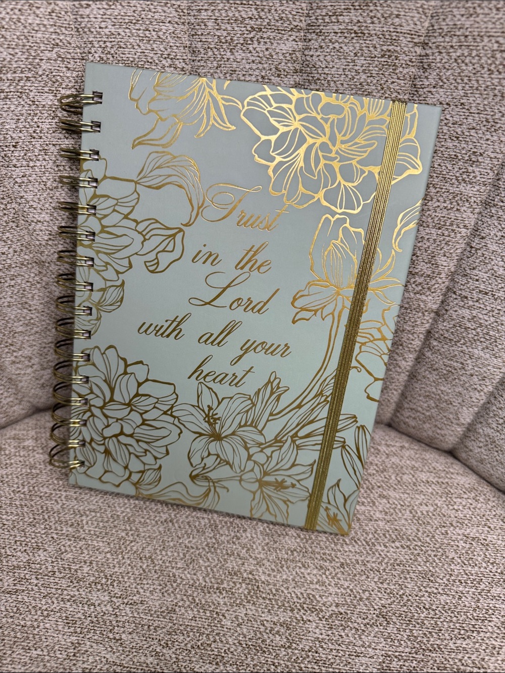 New Floral Gold-Accent Spiral Journal - Mint Cover - Picture 1 of 1